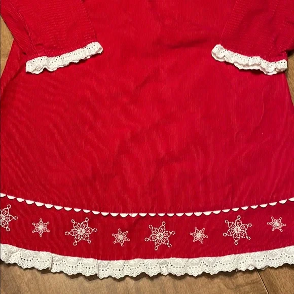 Hanna Andersson Red Corduroy Dress with Lace Trim - Picture 7 of 13